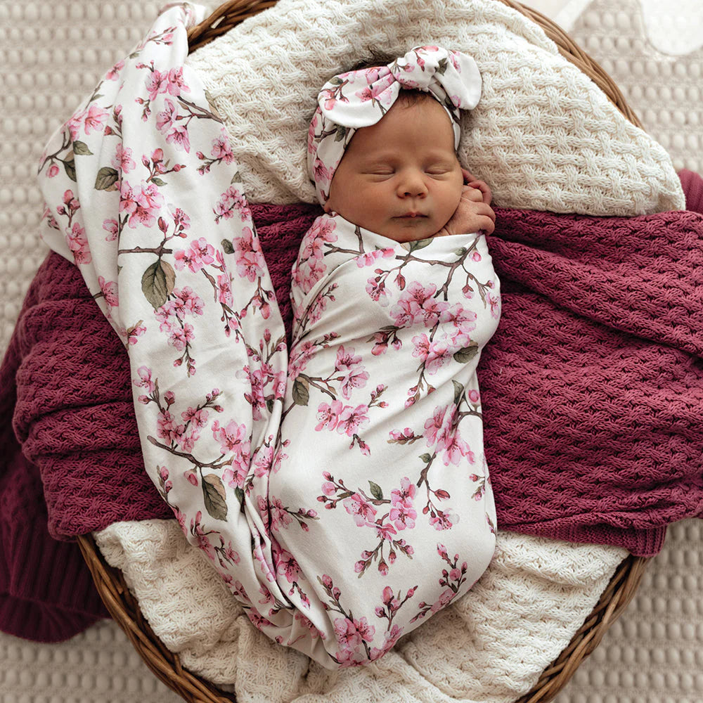 Cherry Blossom Organic Jersey Wrap Set -Snuggle Hunny Kids