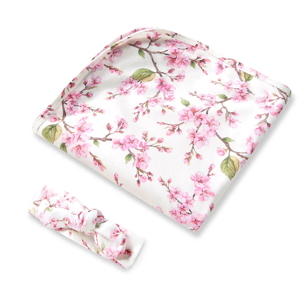 Cherry Blossom Organic Jersey Wrap Set -Snuggle Hunny Kids