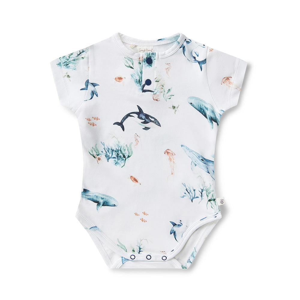 Snuggle Hunny Short Sleeve Bodysuit - Ocean