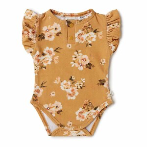 Snuggle Hunny Kids Organic Cotton Short Sleeve Body Suit - Golden Flower