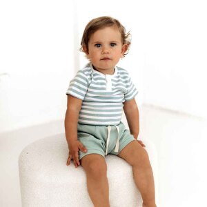 Snuggle Hunny Kids Organic Cotton Short Sleeve Body Suit - Sage Stripe