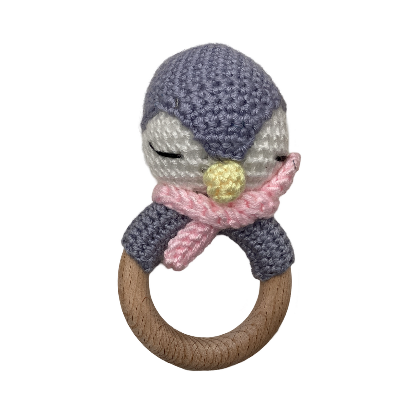 Hand Crotchet Animal and Beechwood Ring - Orina Owl