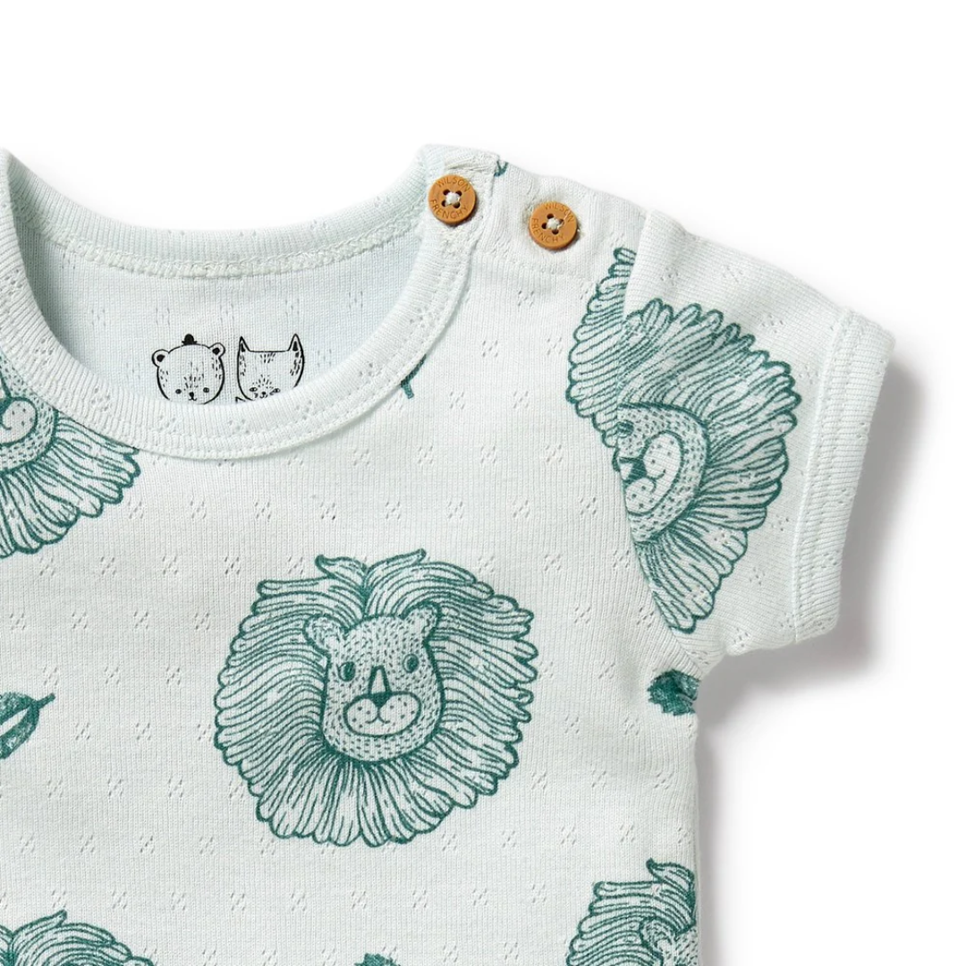 Wilson and Frenchy Short Sleeve Pointelle Bodysuit - Little Lion