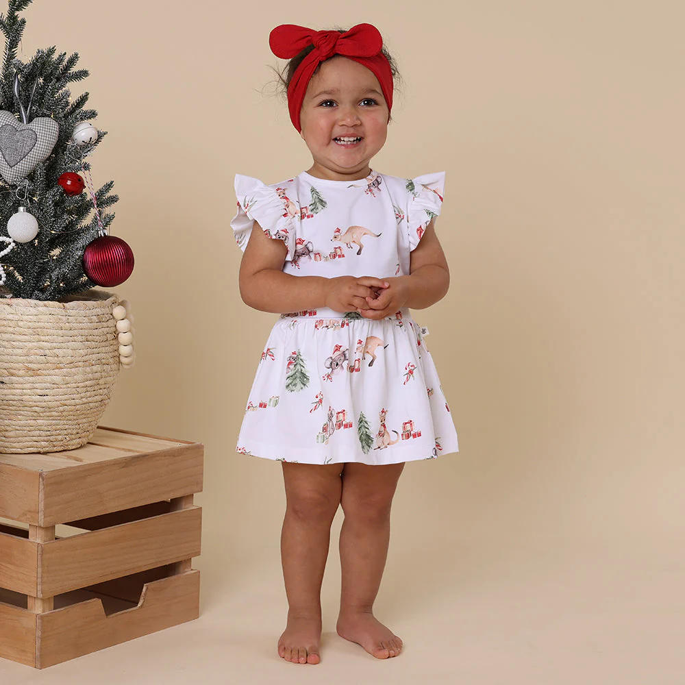 Kangas & Koalas Christmas -Snuggle Hunny Organic Cotton Short Sleeve Dress