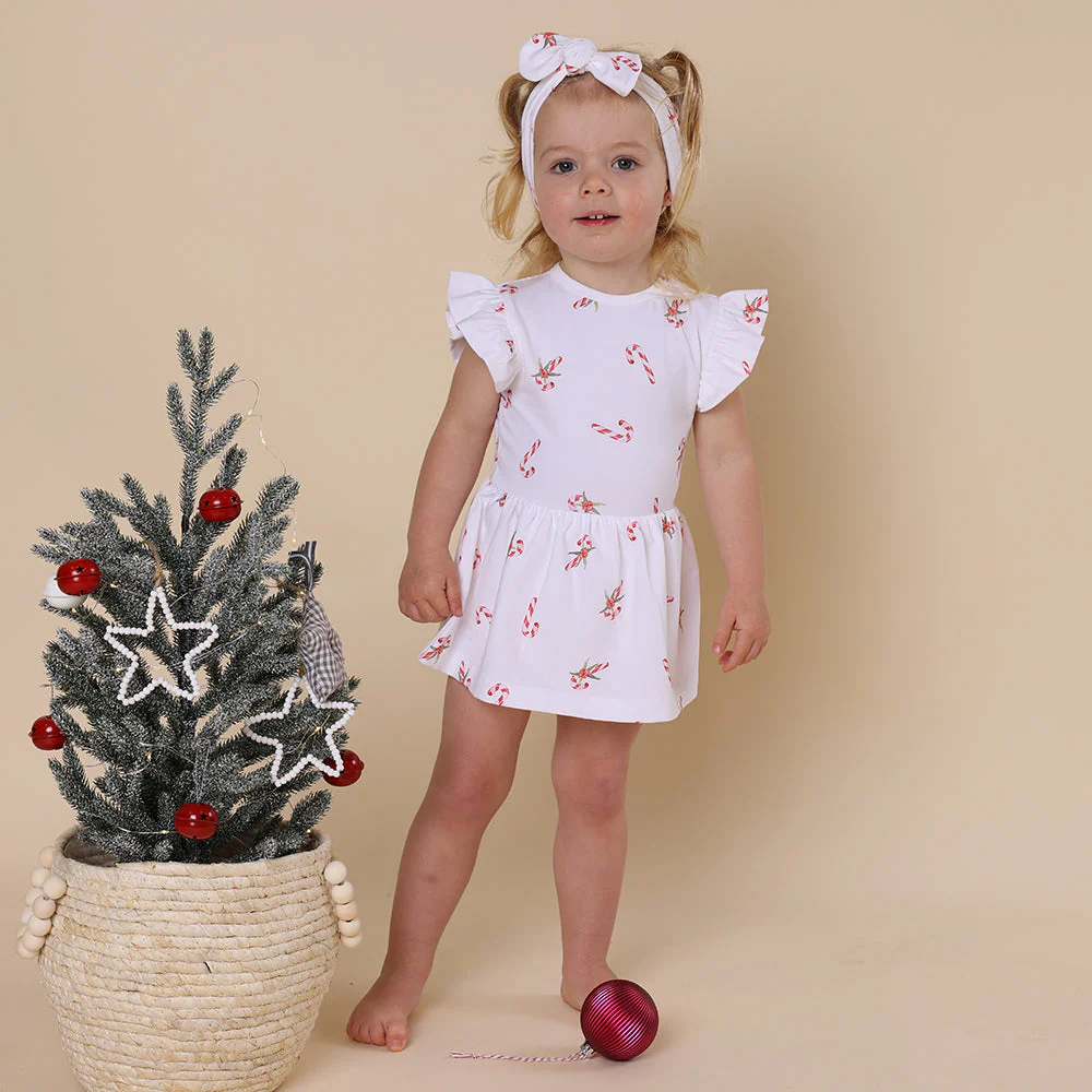 Candy Cane Christmas -Snuggle Hunny Organic Cotton Short Sleeve Dress