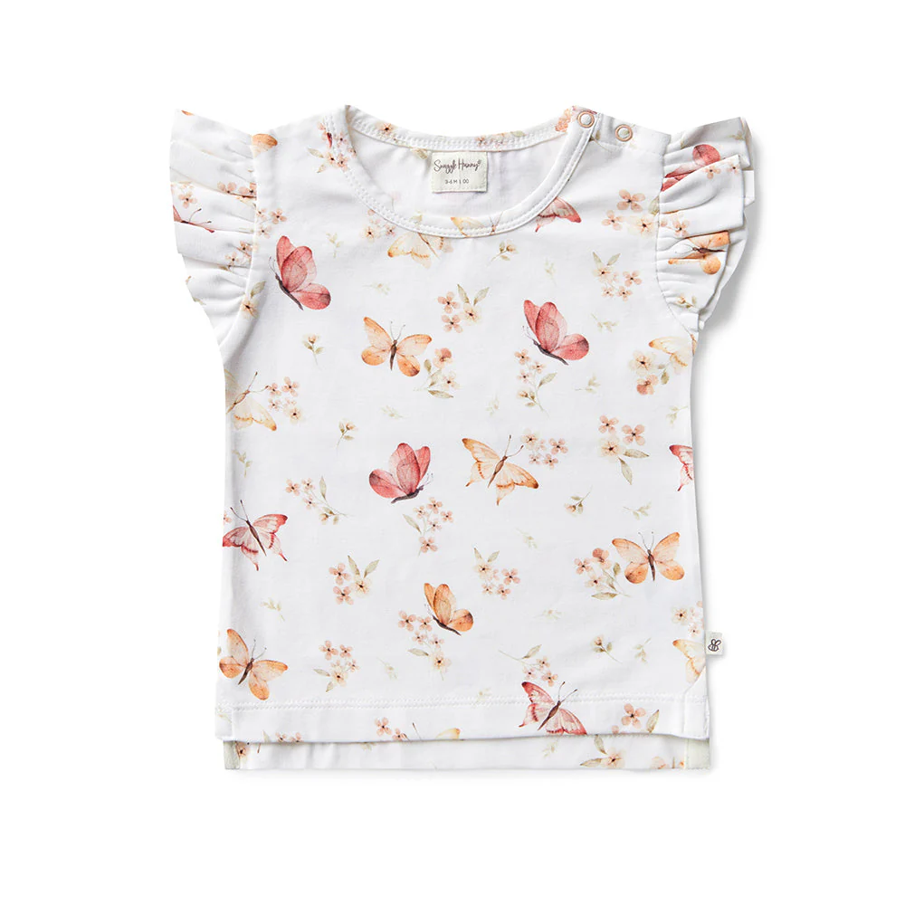 Butterfly Snuggle Hunny Organic Cotton Tee Shirt With Frill