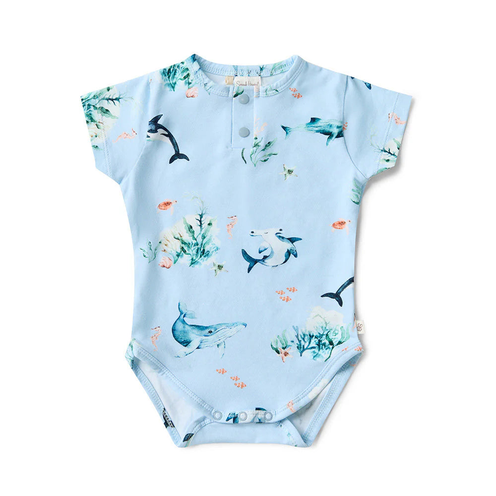 Snuggle Hunny Short Sleeve Bodysuit - Blue Ocean