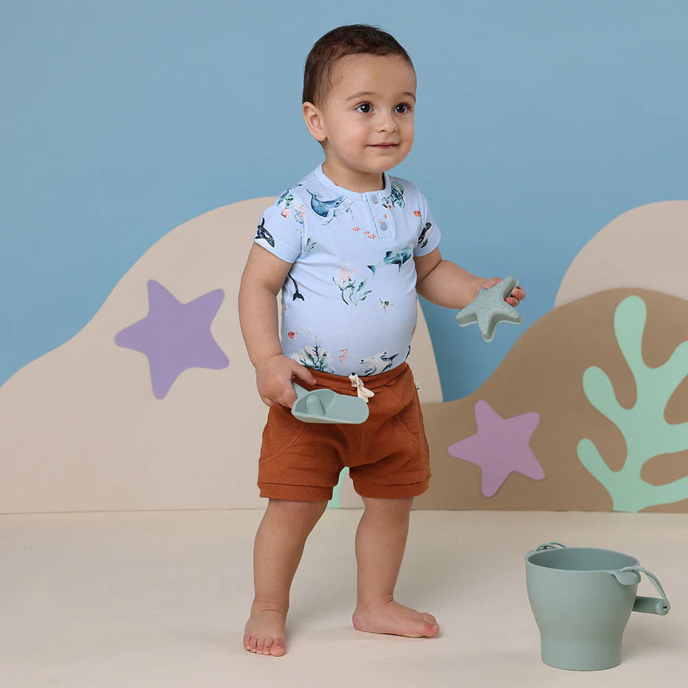 Snuggle Hunny Short Sleeve Bodysuit - Blue Ocean