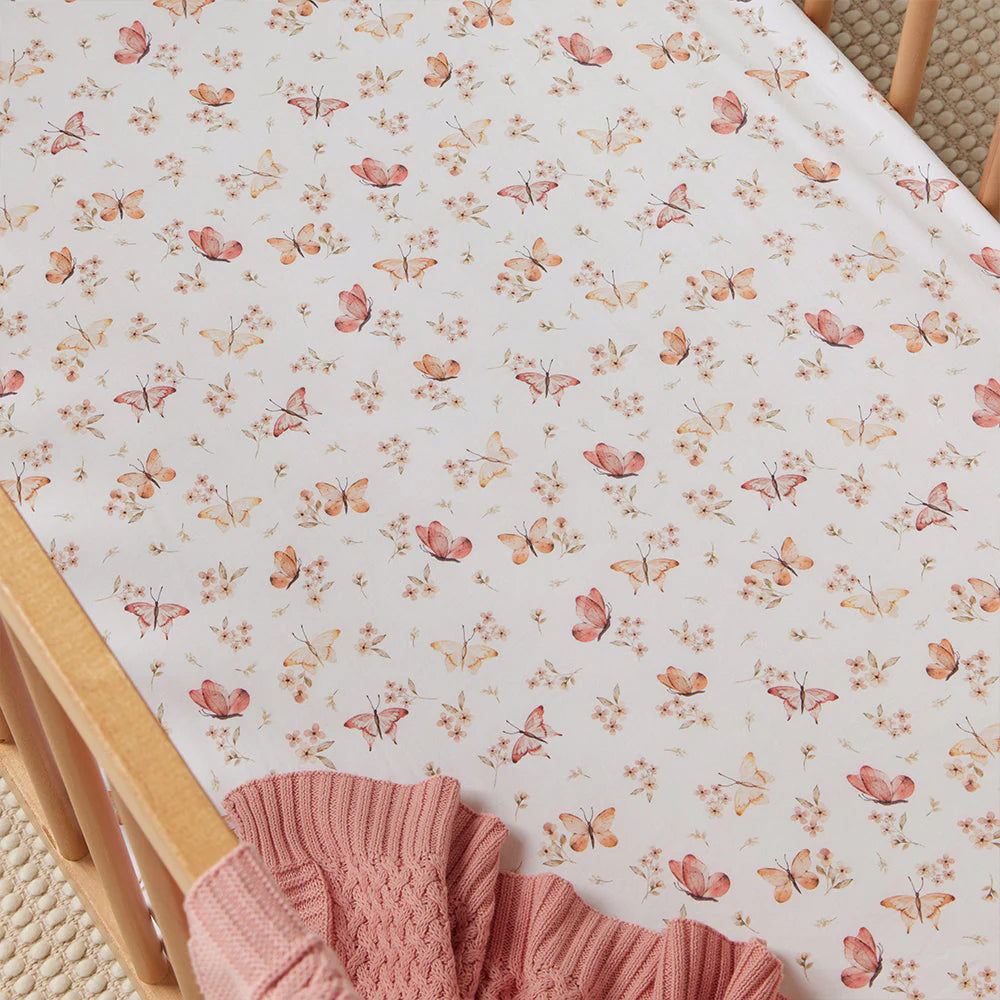 Butterfly Organic Cot Sheet -Snuggle Hunny Kids