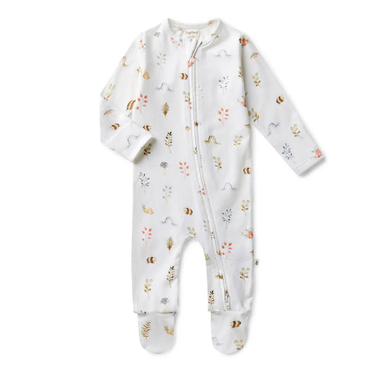 Snuggle Hunny Long Sleeve Sleepsuit Zippie  - Garden Friend