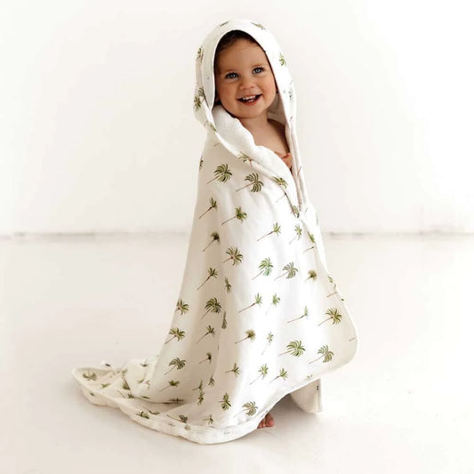 Green Palm Organic Cotton Hooded Towel - Snuggle Hunny Kids