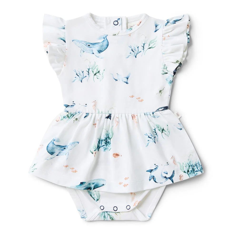 Ocean - Snuggle Hunny Organic Cotton Short Sleeve Dress