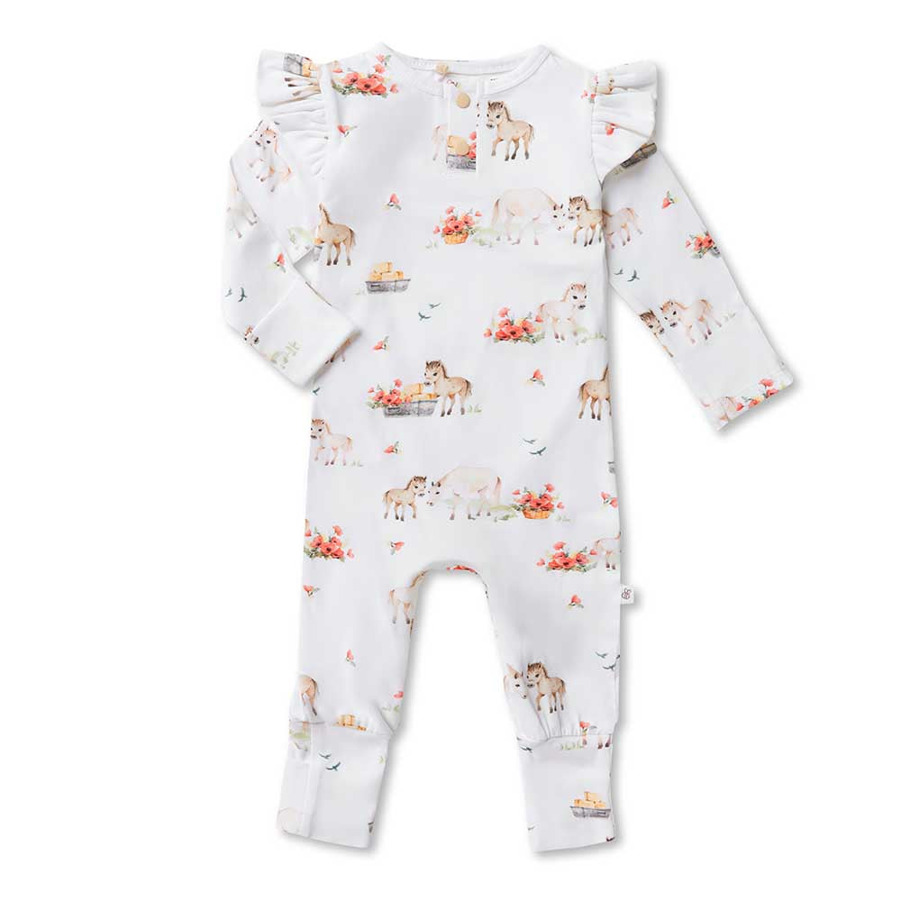 Snuggle Hunny Kids Organic Long Sleeve Growsuit   - Pony Pals