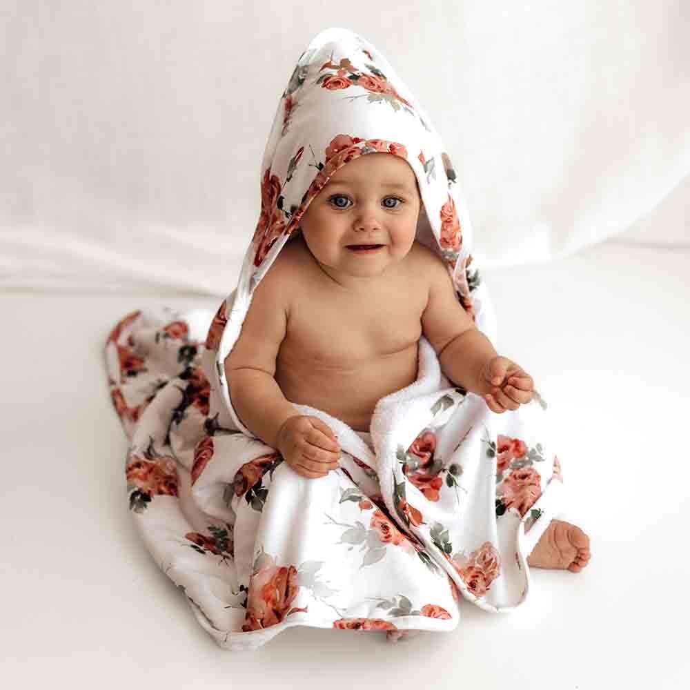 Rosebud Organic Cotton Hooded Towel - Snuggle Hunny Kids