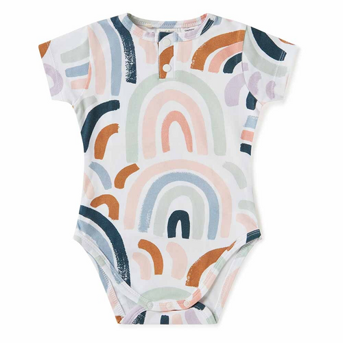 Snuggle Hunny Kids Organic Cotton Short Sleeve Body Suit - Rainbow Baby