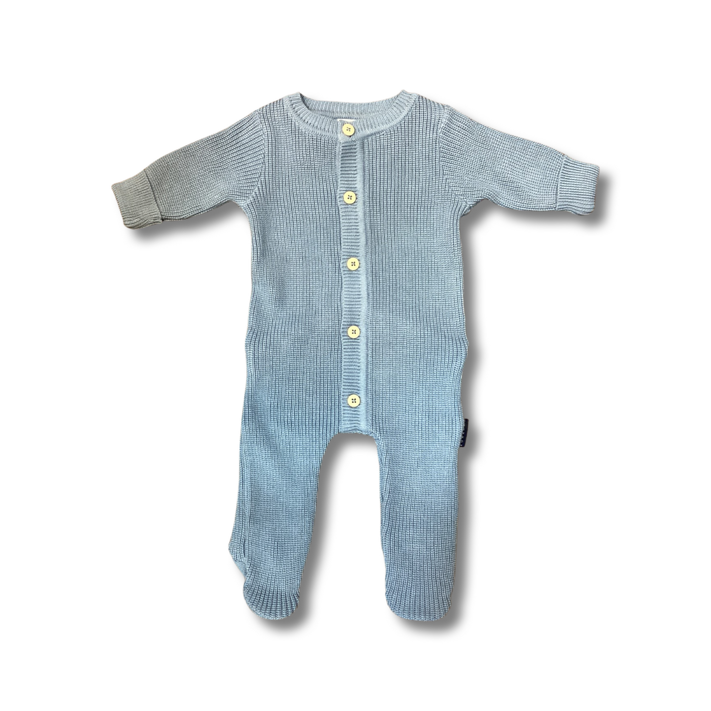 Dusty Blue Plush Knit Button Through Growsuit by Korango