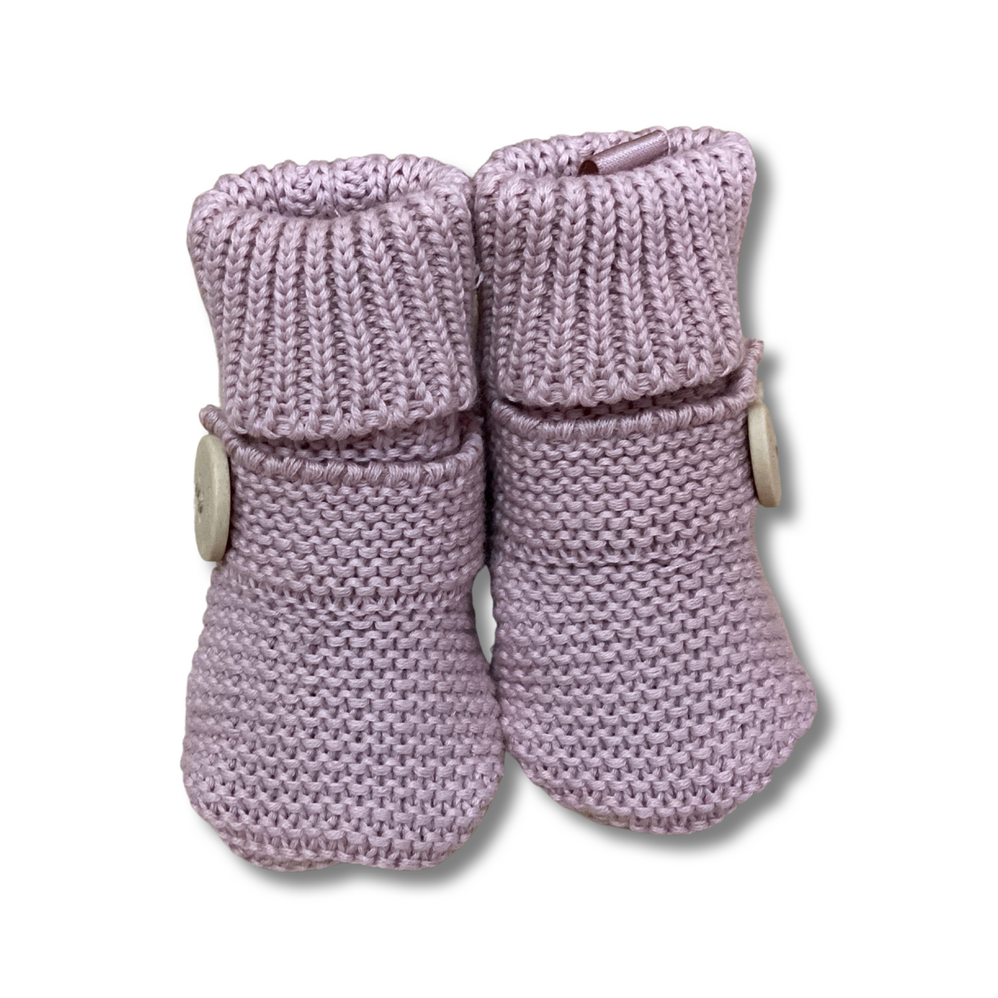 Pink Knitted Button Bootees by Korango