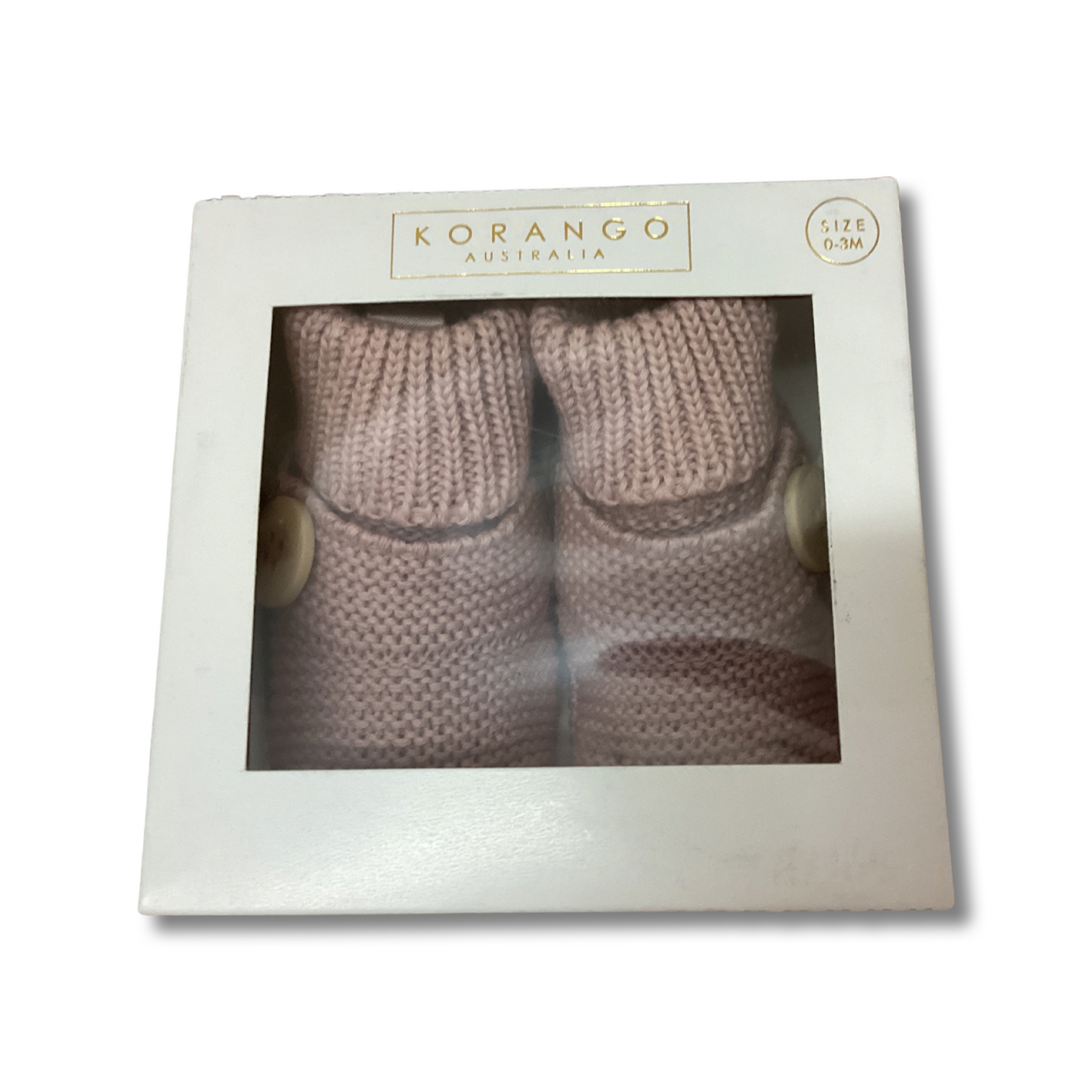 Pink Knitted Button Bootees by Korango