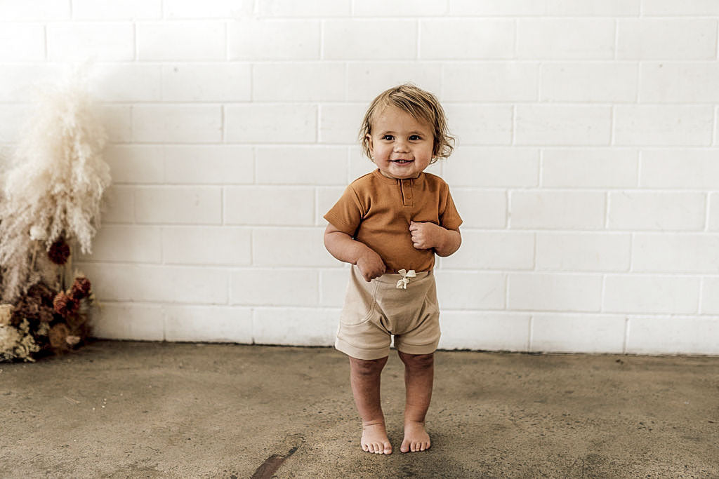 Snuggle Hunny Kids Organic Cotton Short Sleeve Body Suit - Chestnut