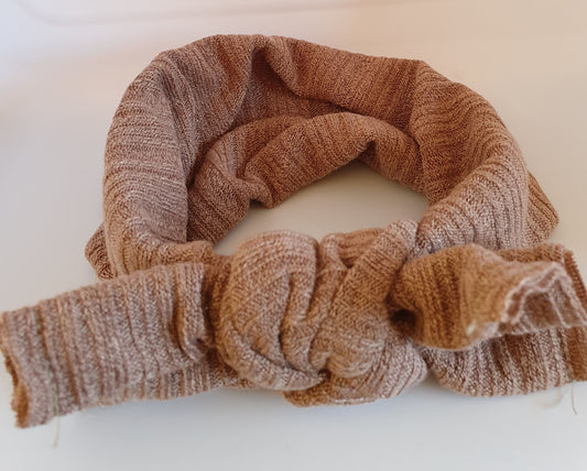 Light Brown  Ribbed, Knotted Headband - Size Child