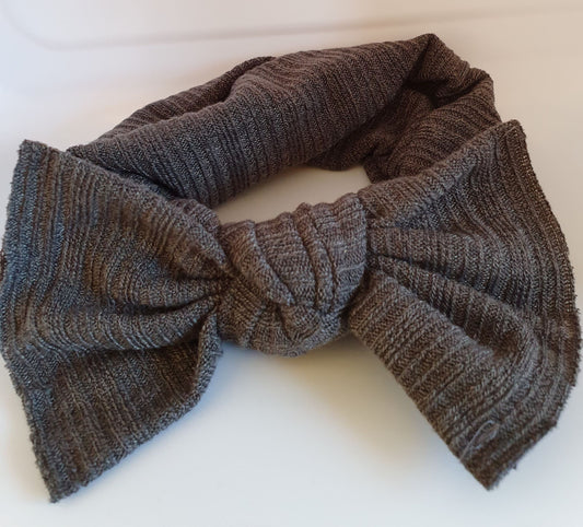 Grey Ribbed, Knotted Headband - Size Child