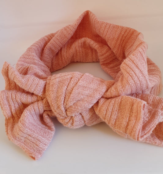 Pink Ribbed, Knotted Headband - Size Child