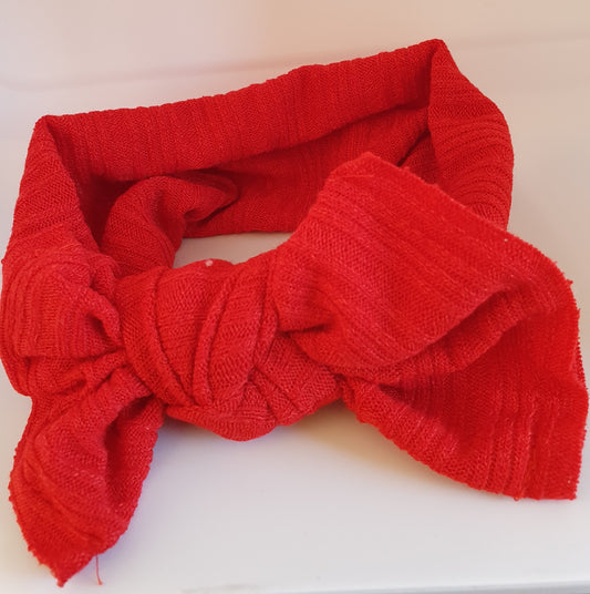 Red  Ribbed, Knotted Headband - Size Child