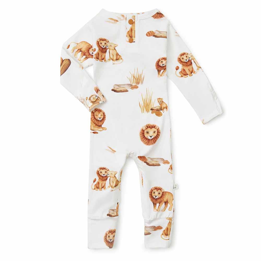 SNUGGLE HUNNY KIDS LION  LONG SLEEVE ORGANIC GROWSUIT WITH FRILL