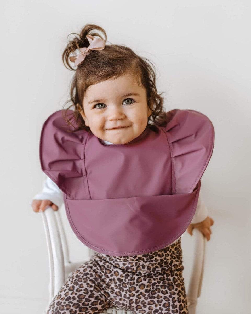 MAUVE - SNUGGLE HUNNY KIDS FRILLY WATERPROOF BIB