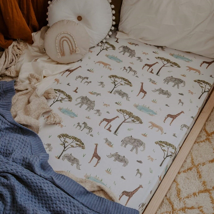 SAFARI - SNUGGLE HUNNY KIDS FITTED COT SHEET