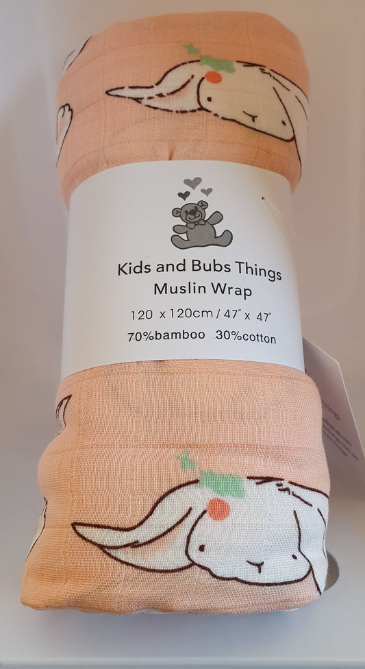 Bunny - Bamboo/Cotton Muslin Wrap - Kids and Bubs Things