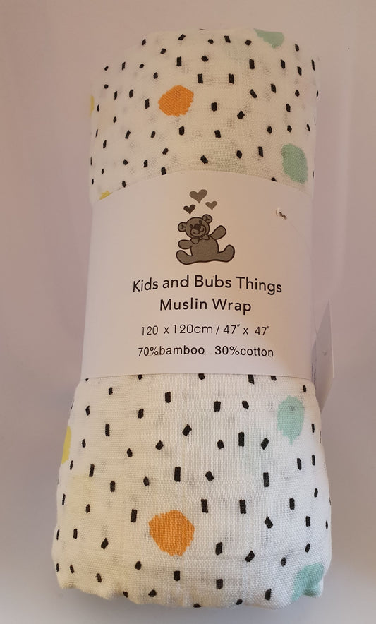 Dotty- Bamboo/Cotton Muslin Wrap - Kids and Bubs Things