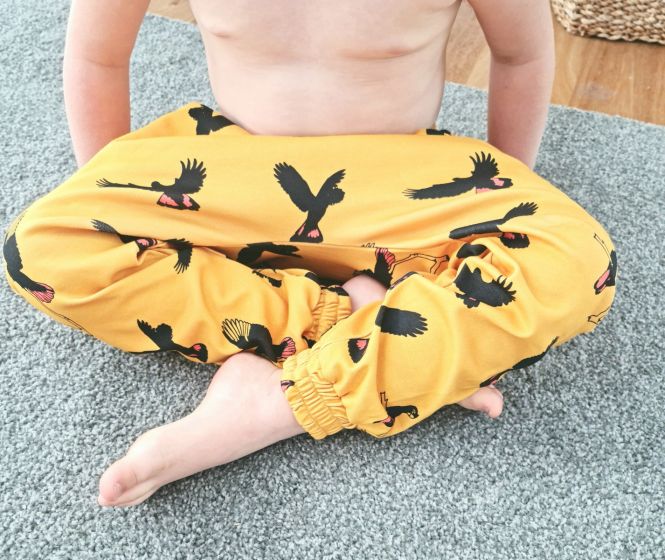 Organic Cotton, Australian Made Harem - Play Pants - Gang Gang