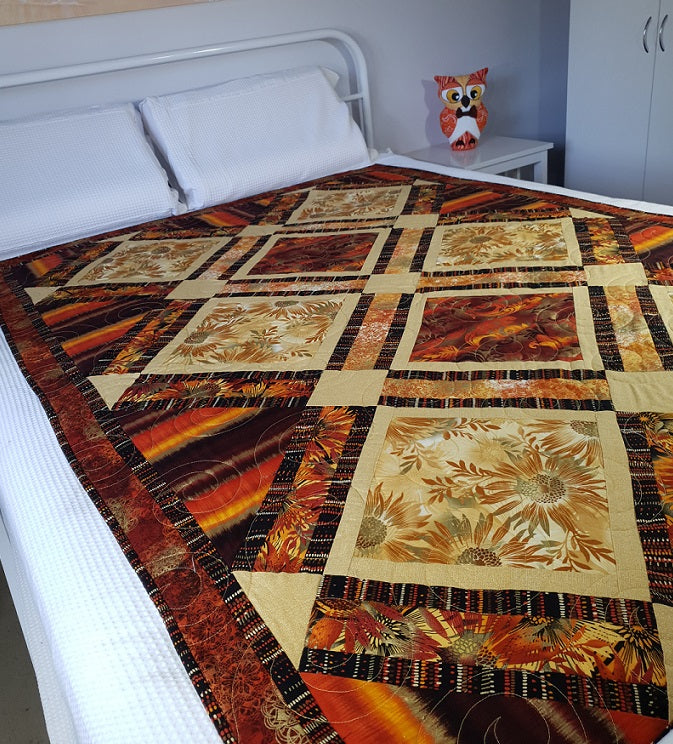 GOLD DAISY QUILT - LARGE SINGLE BED/DOUBLE BED