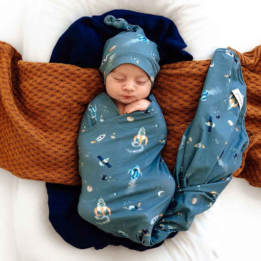 ROCKET - BABY JERSEY WRAP & BEANIE SET