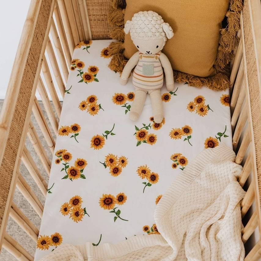 SUNFLOWER - SNUGGLE HUNNY KIDS FITTED COT SHEET