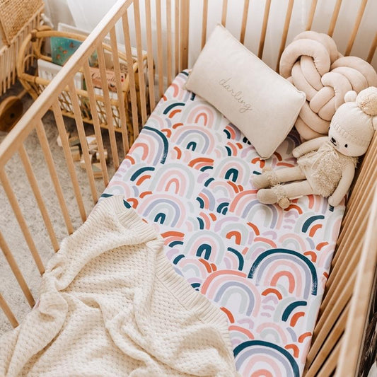 SUNSET RAINBOW - SNUGGLE HUNNY KIDS FITTED COT SHEET