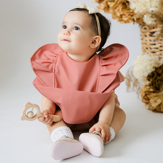 TERRACOTTA - SNUGGLE HUNNY KIDS FRILLY WATERPROOF BIB